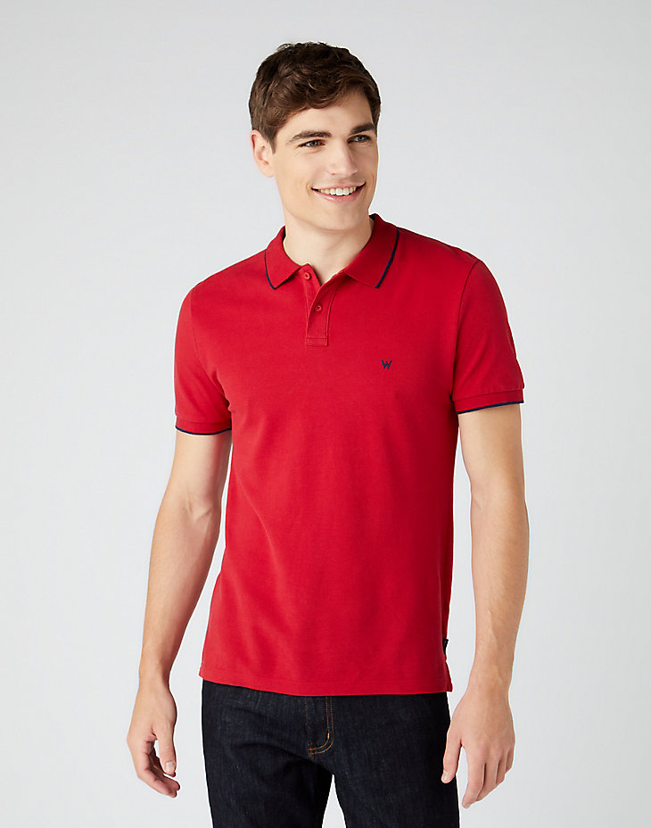 Short Sleeve Pique Polo in Red main view
