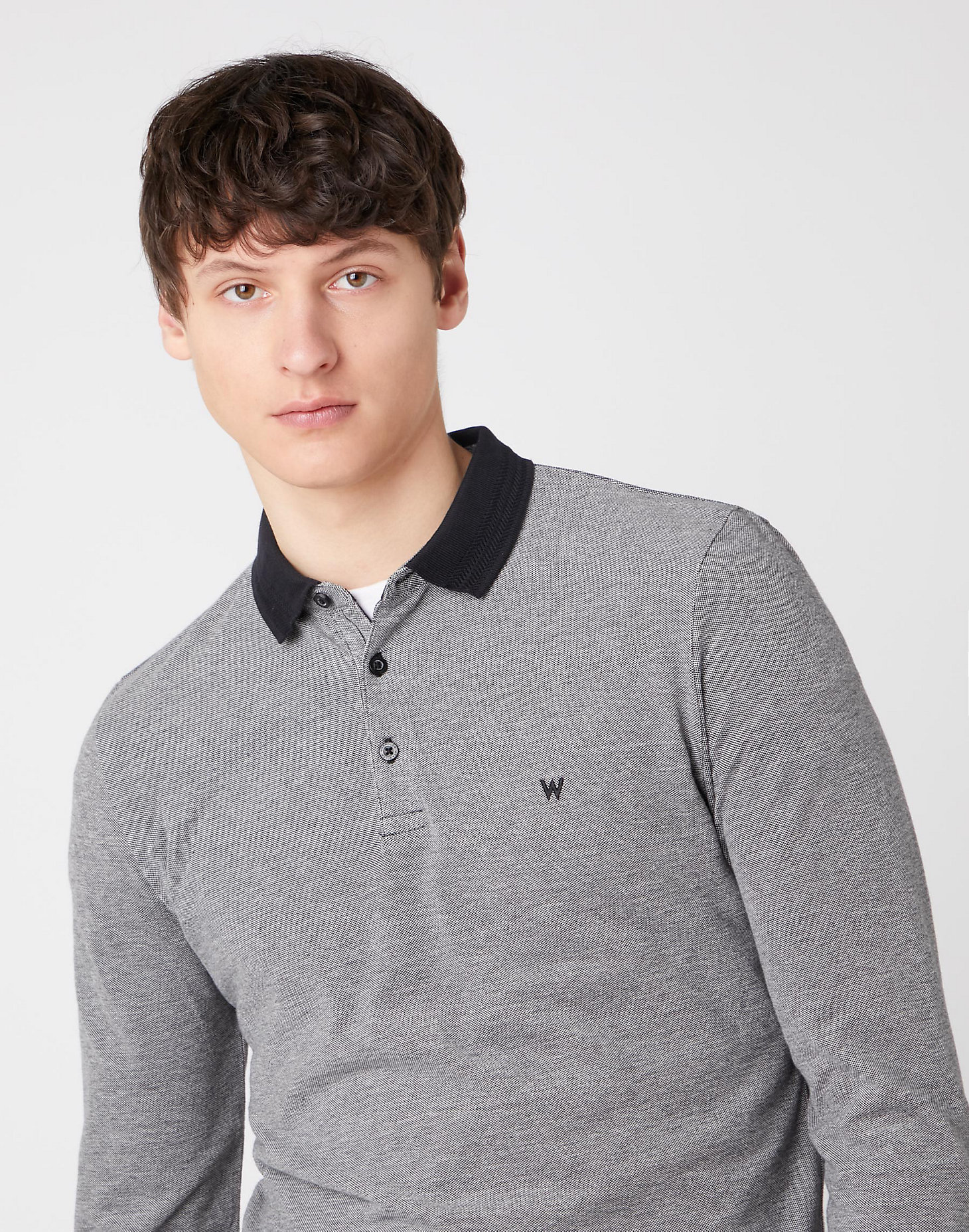 Long Sleeve Refined Polo in Black alternative view 3