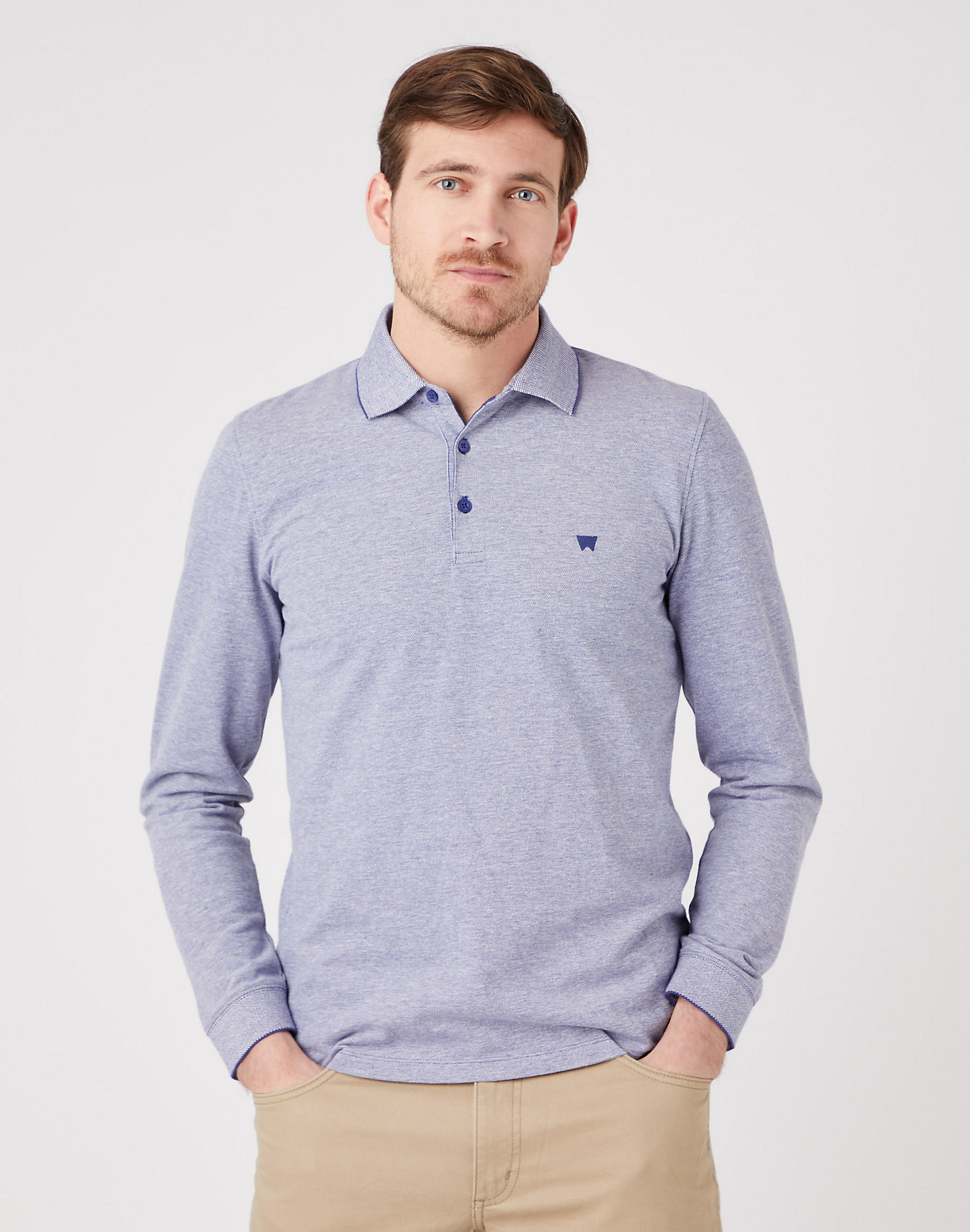 Long Sleeve Refined Polo in Blue Ribbon main view