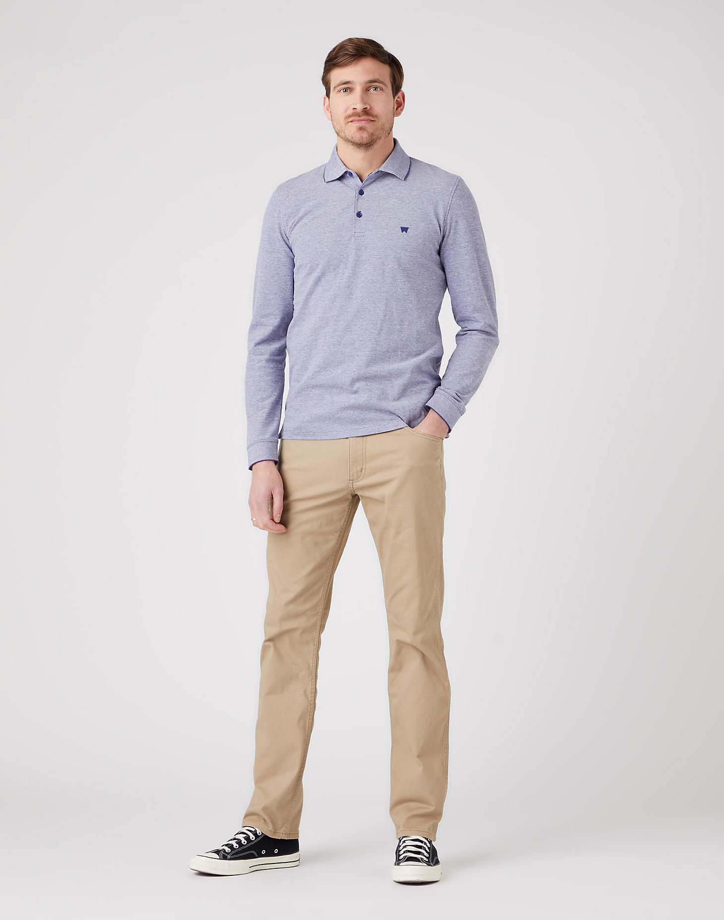 Long Sleeve Refined Polo in Blue Ribbon alternative view 1