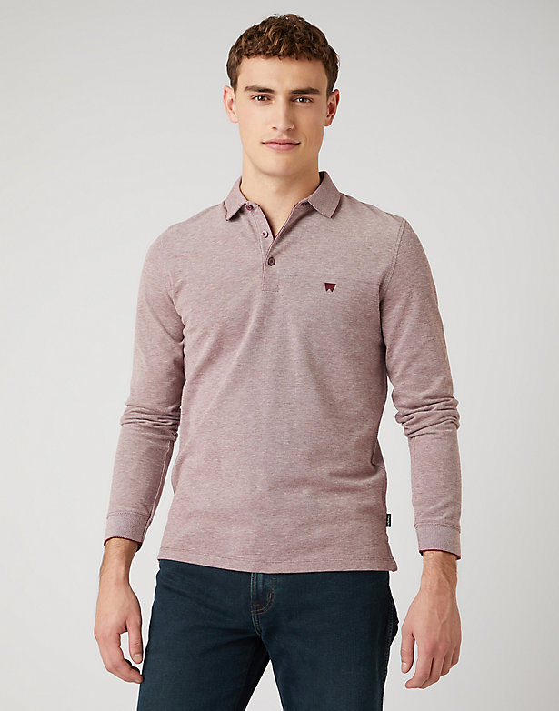 Long Sleeve Refined Polo in Tawny Port