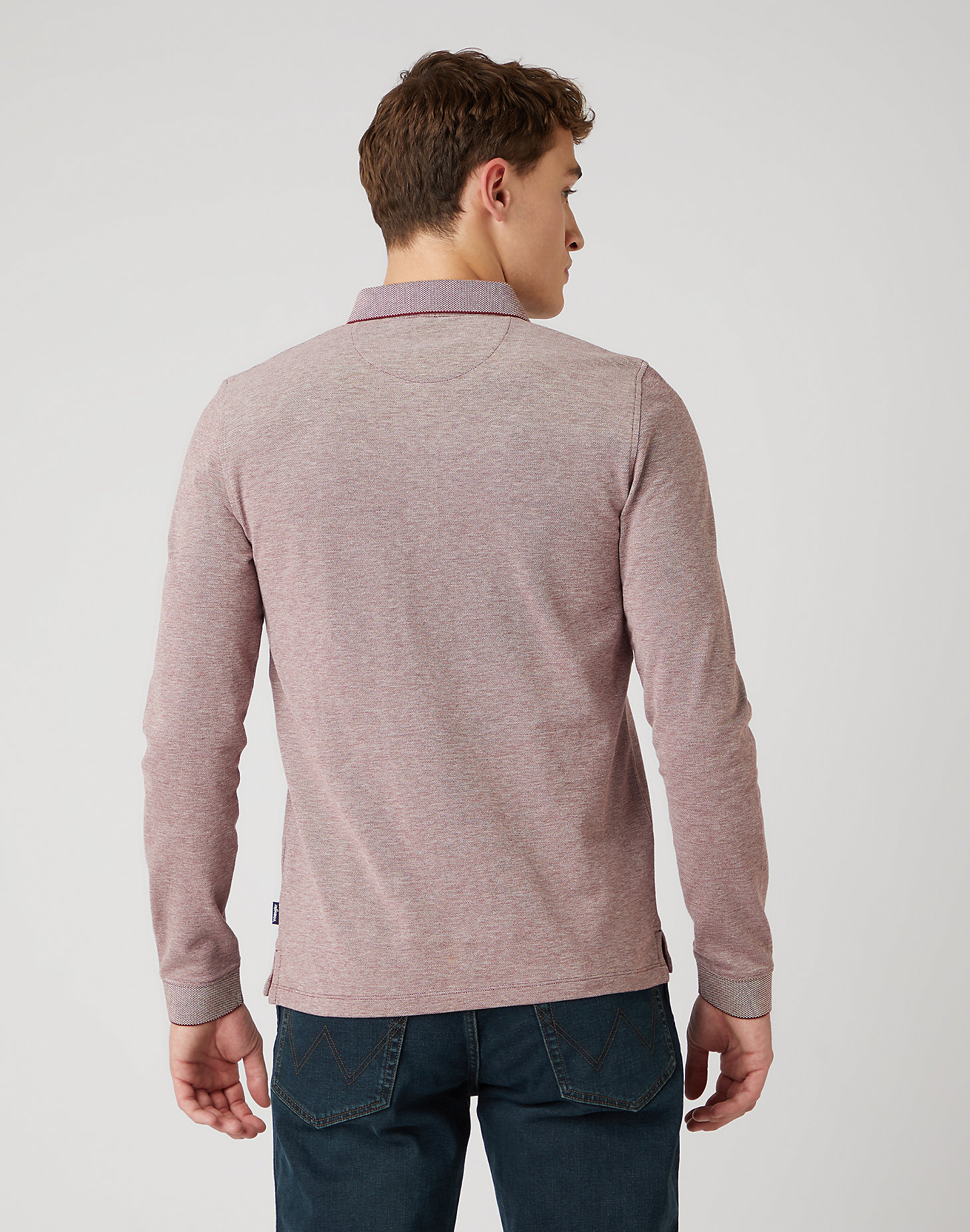 Long Sleeve Refined Polo in Tawny Port alternative view 2