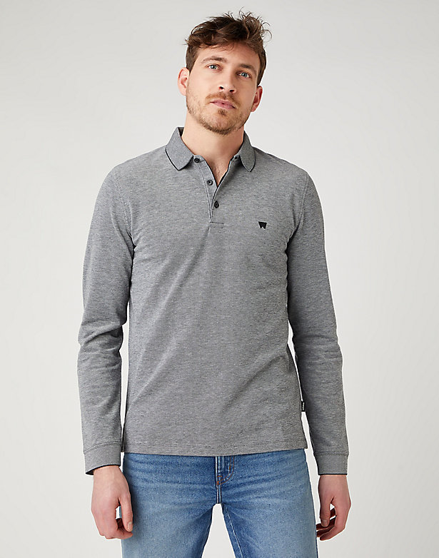 Long Sleeve Refined Polo in Real Black