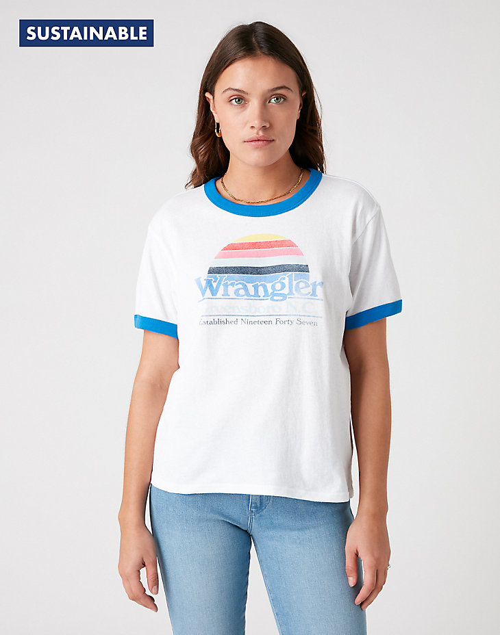 Relaxed Ringer Tee in White main view