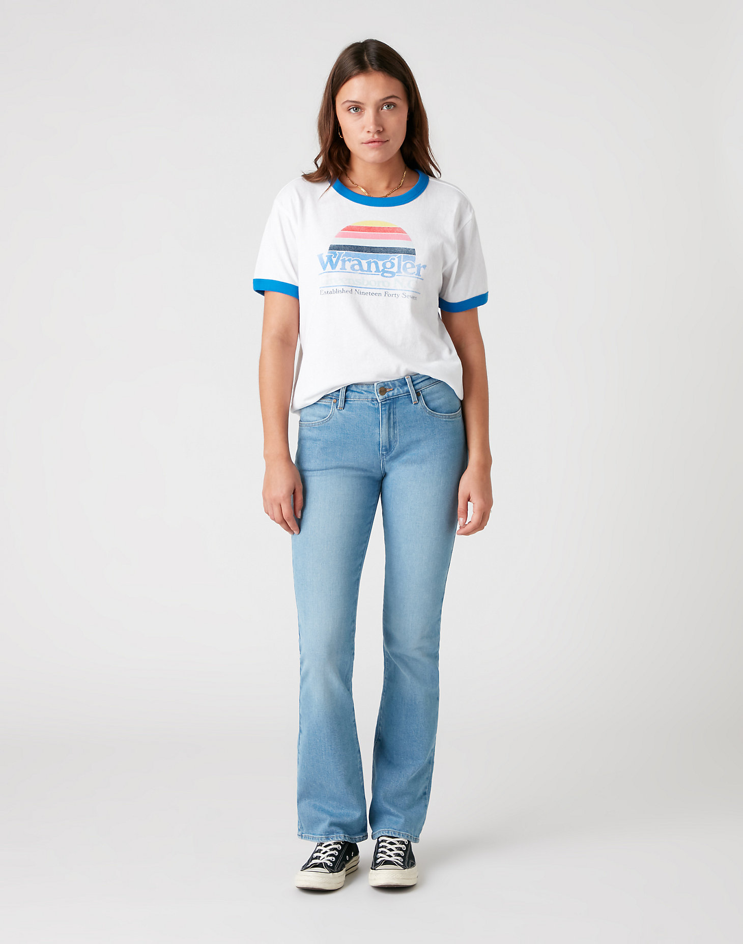 Relaxed Ringer Tee in White alternative view 1