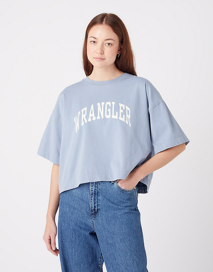 Boxy Tee in Stone Wash Blue main view