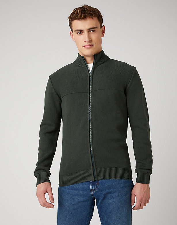 Full Zip Knit in Deep Forest