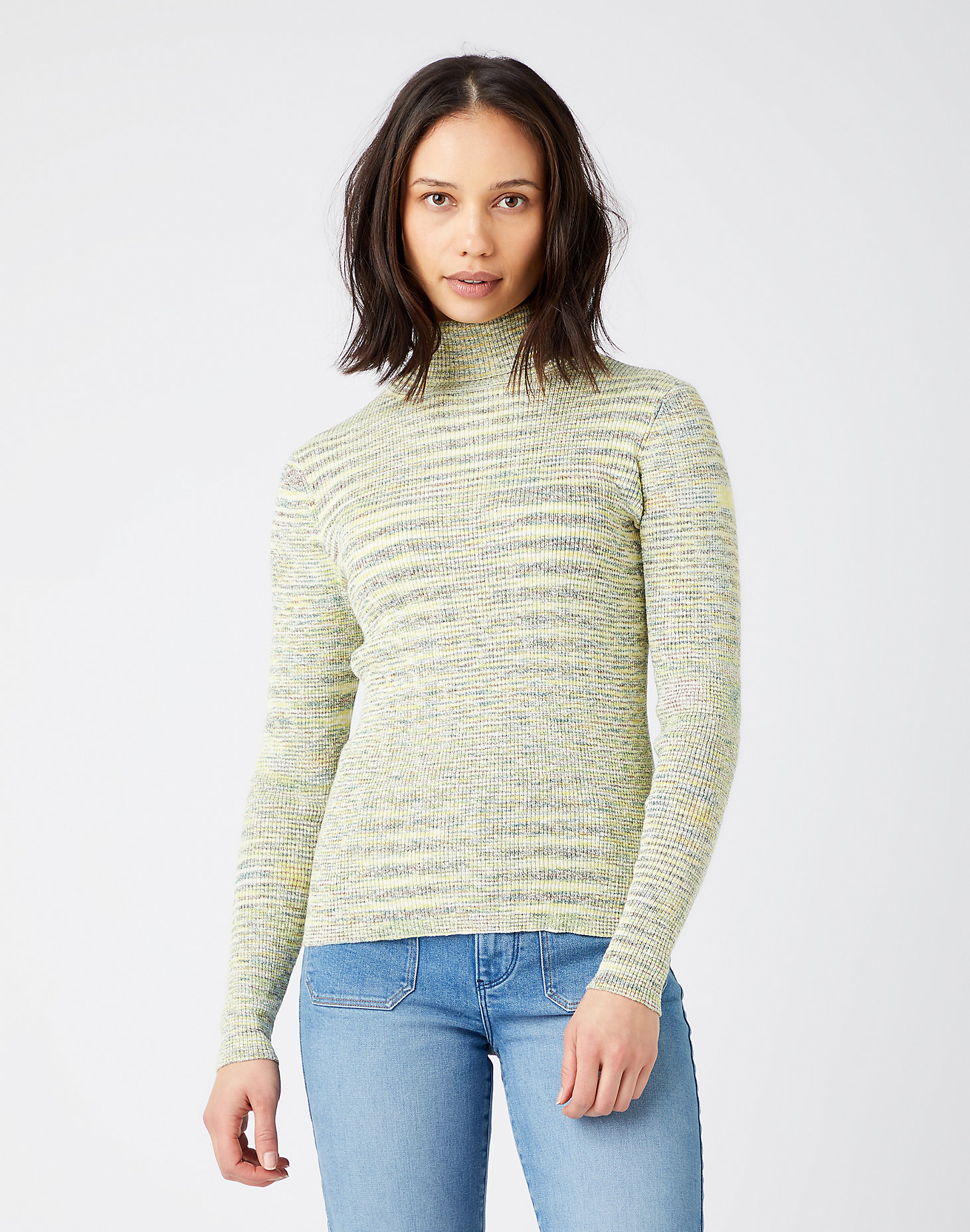 Turtle Neck Knit in Lime Punch main view