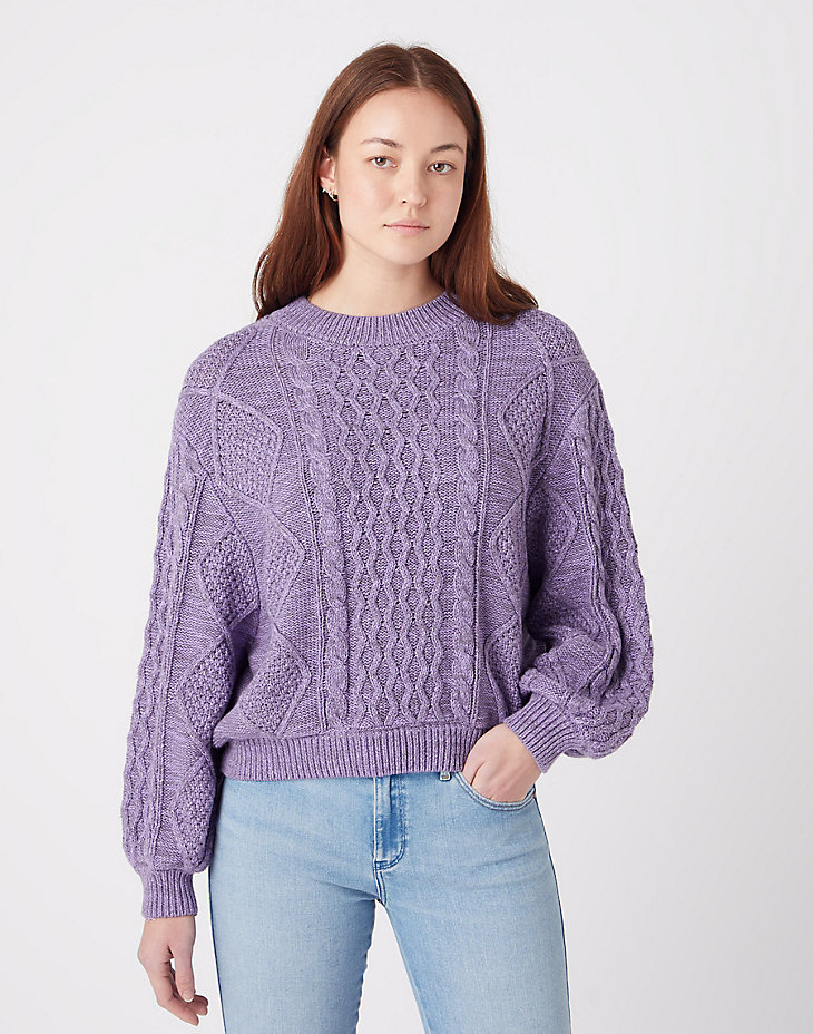 Balloon Sleeve Kable Knit in Bougainville Purple main view