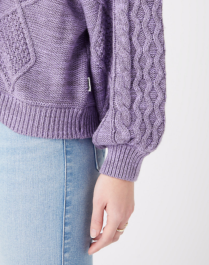 Balloon Sleeve Kable Knit in Bougainville Purple alternative view 3