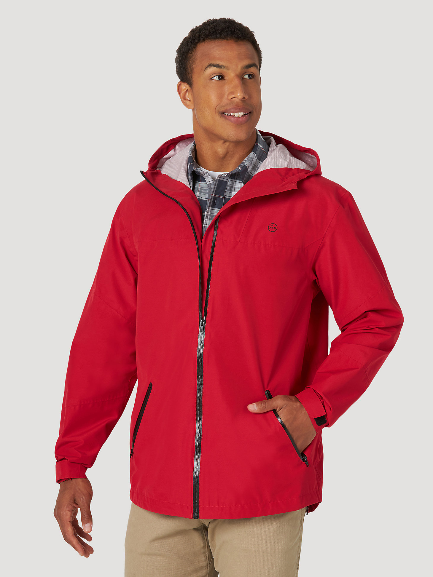 All terrain gear By Wrangler® Men's Rain Jacket in Red main view