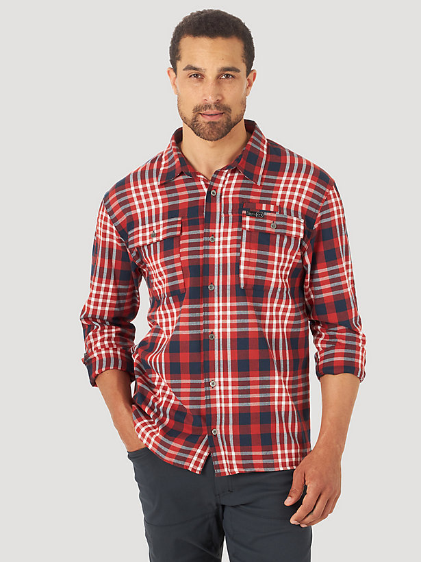 All Terrain Gear Long Sleeve Recycled Flannel Shirt in Dark Red