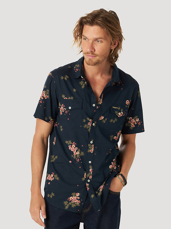 Billabong X Wrangler® Rose Garden Short Sleeve Shirt in Indigo main view