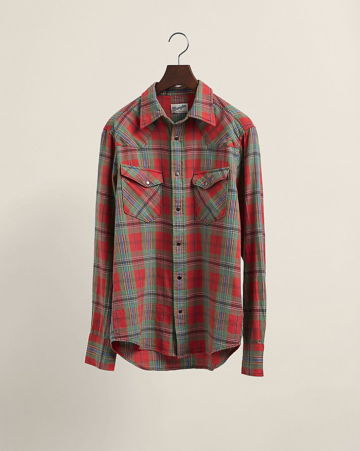 Plaid Western Shirt in Cardinal Red main view