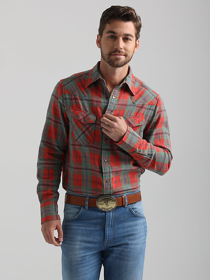 Plaid Western Shirt in Cardinal Red alternative view 2
