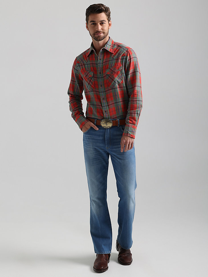 Plaid Western Shirt in Cardinal Red alternative view 3