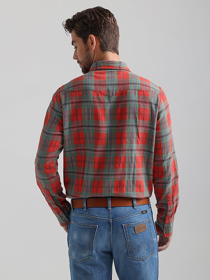 Plaid Western Shirt in Cardinal Red alternative view 4