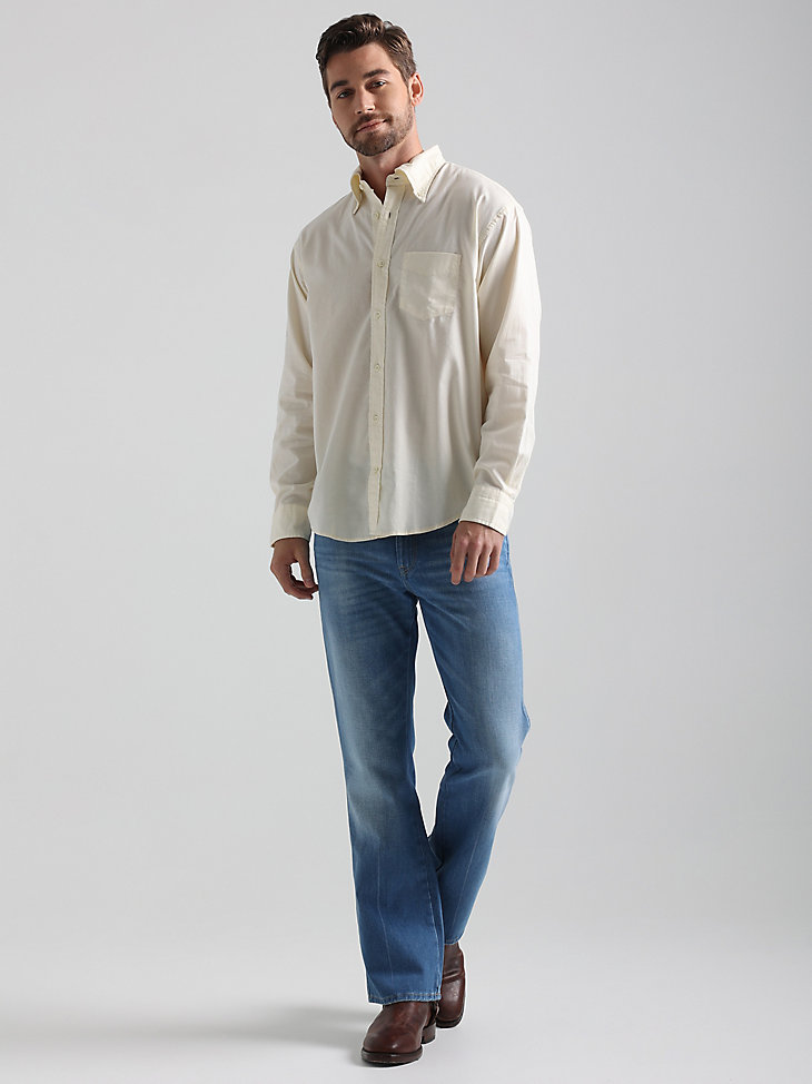 Embroidered Oxford Shirt in Cream alternative view 3