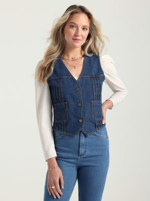 Ladies sales denim vest