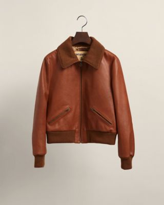 used rib leather blouson