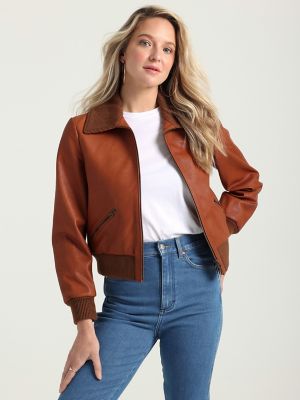 Wrangler leather hot sale biker jacket