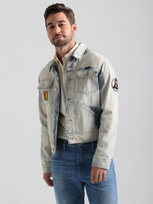 Bleached Denim Jacket in Mid Blue Broken In